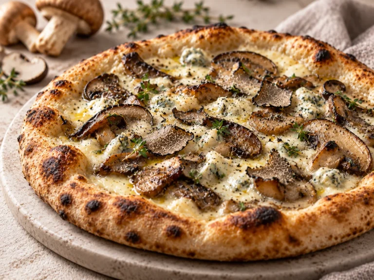 Pizza de Trufa, Champiñones y Queso Gorgonzola