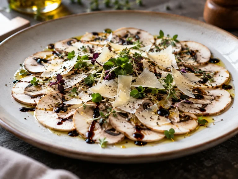 Carpaccio de Setas con Parmesano y Vinagreta de Balsámico