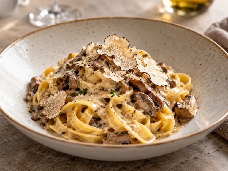 Tagliatelle con Salsa de Setas y Trufa Blanca