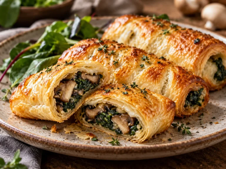 Rollitos de Hojaldre con Setas y Espinacas
