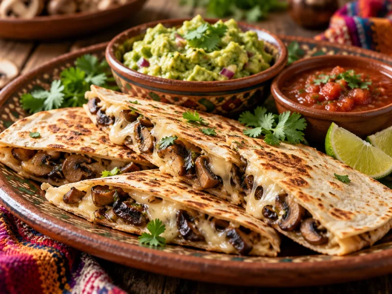 Quesadillas de Setas con Guacamole y Salsa Picante