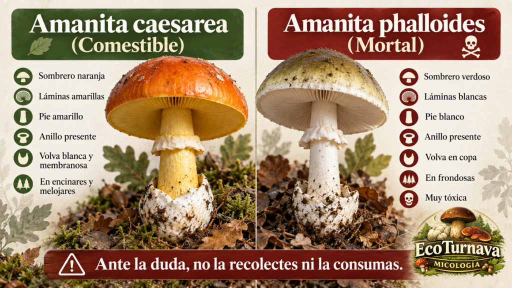 Diferencias entre Amanita caesarea y Amanita phalloides